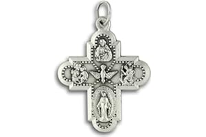 GIFTS CATHOLIC, INC. HGB Catholic Inc. LOT of 10 - Small 5-way Cross - 3/4" Metal Rosary Crucifix Pendant Medal Silver Oxidized