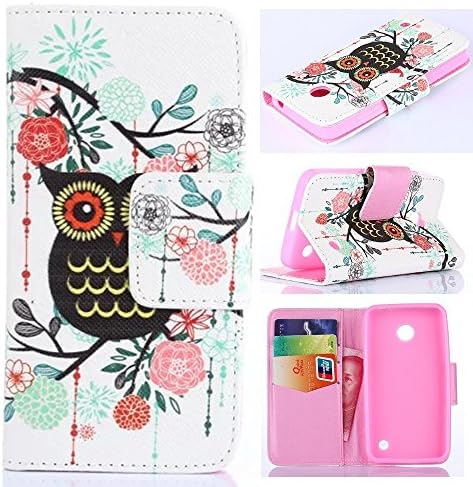 Lumia 630 Case Nokia Lumia 630 Kickstand Case,Bat King Owl Pattern [Magnetic] Style Premium Leather Case Wallet Flip Stand [Flap Closure] Cover Case for Nokia Lumia 630