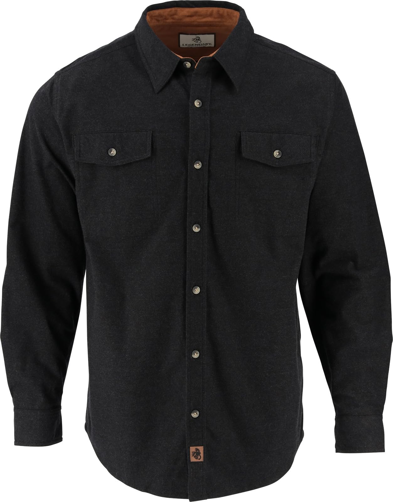 Legendary Whitetails Mens Long Sleeve Button Down Relaxed Fit Flannel Shirt, Black Heather, LT Image