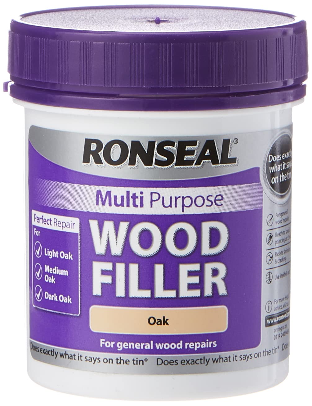 Ronseal MPWFO250G 250 g Multi-Purpose Wood Filler Tub - Oak
