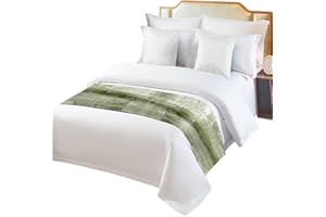 LDTRCHEE Bed Runner for King Size Bed, Sage Green Decorative Bed Scarf Throws for Foot of Bed, Modern Geometric Oil Painting Abstract Art Bedding Protector Slipcover Bed Runners for Hotel/Home, 94 x 20 Inch