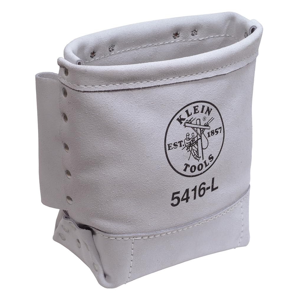 Klein Tools 5416L Tool Pouch, Leather Bull-Pin and Bolt Bag, Tunnel Loop Connection, Reinforced Bottom, 5 x 10 x 9-Inch Image Klein Tools 5416L Tool Pouch, Leather Bull-Pin and Bolt Bag, Tunnel Loop Connection, Reinforced Bottom, 5 x 10 x 9-Inch Image