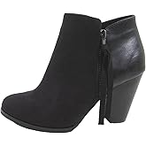 Soda Women's Ages Tassel Zip Chunky Heel Bootie