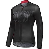 Santic Women's Cycling Jersey Long Sleeve Top Road Bike Shirt Full Zipper UPF 50+ MTB Jersey with Pockets