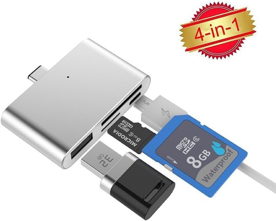 Memory Card Reader USB Type-C Adapter USB 2.0 High Speed Lightning Micro SD Card SDHC/TF OTG Adapter for MacBook Chromebook Windows by Okapia