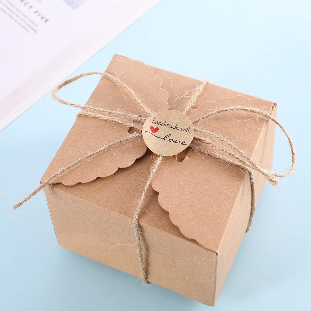 Angelikashalala 500pcs Kraft Stickers Handmade With Love Round Stickers Kraft Paper Circle Dots Labels Baking Packing