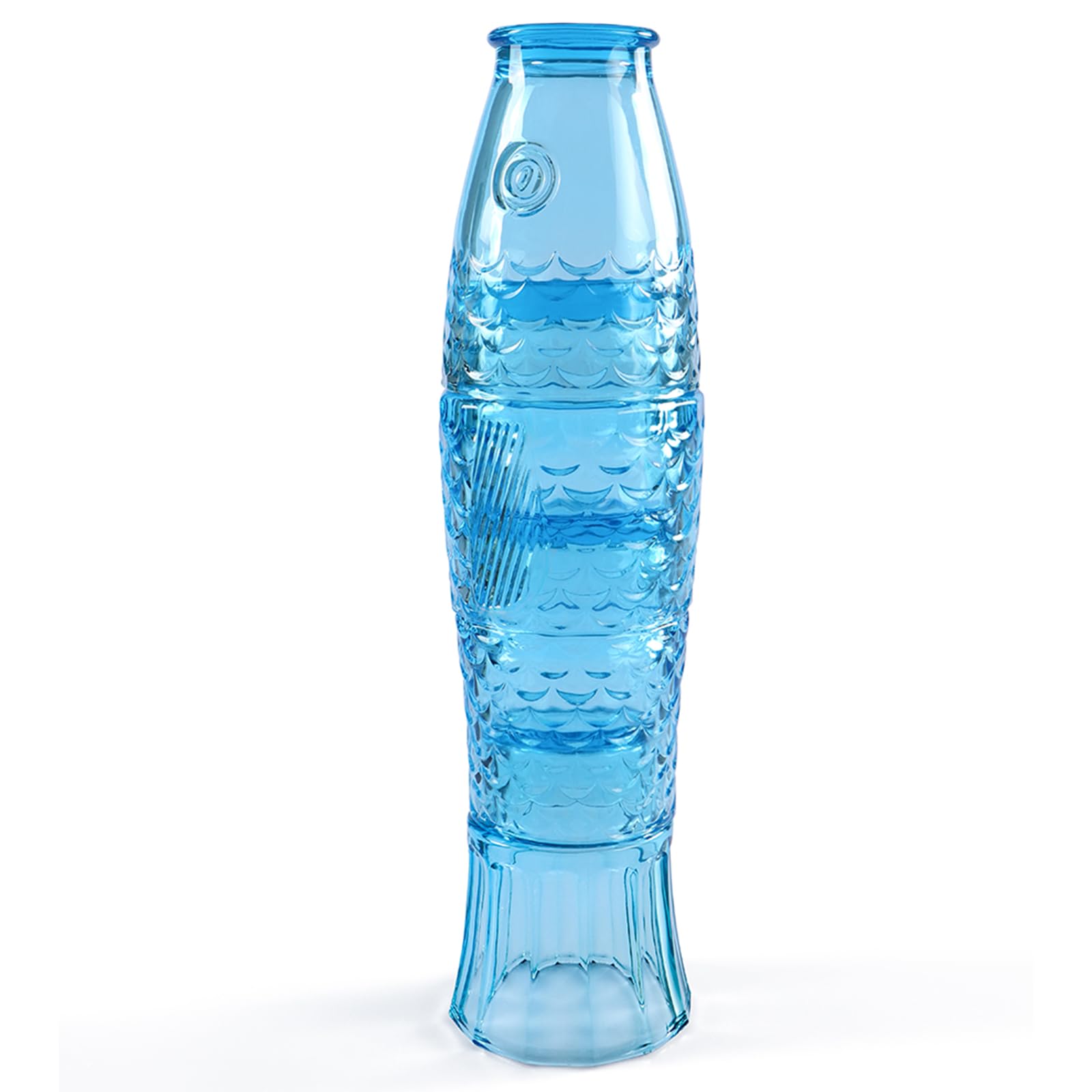 BIMUYI Stackable Glassware Tumblers, Fish Shaped Drinking Glasses, Decorative Water Cups (Blue)