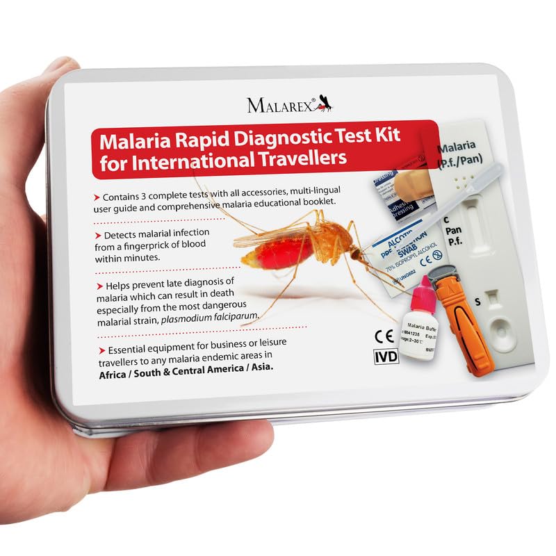Malaria Diagnostic Test Kit for International Travellers. 3 Tests and All Accessories. Made in UK. CE Certified. Long Expiry.