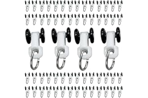 60PCS Wall Curtain Track Rail Runners, Curtain Glider Hooks Mute Wheel Rollers Ball Pulley Windows Sliding Drapery Carriers S