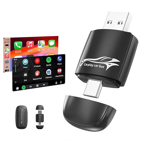 Wireless CarPlay Adapter for iPhone(2025 Upgrade), Convert Wired to Wireless CarPlay, Plug and Play,Wireless CarPlay Adapter UK for Apple,Compatible with iPhone iOS 10+ & Cars from 2017