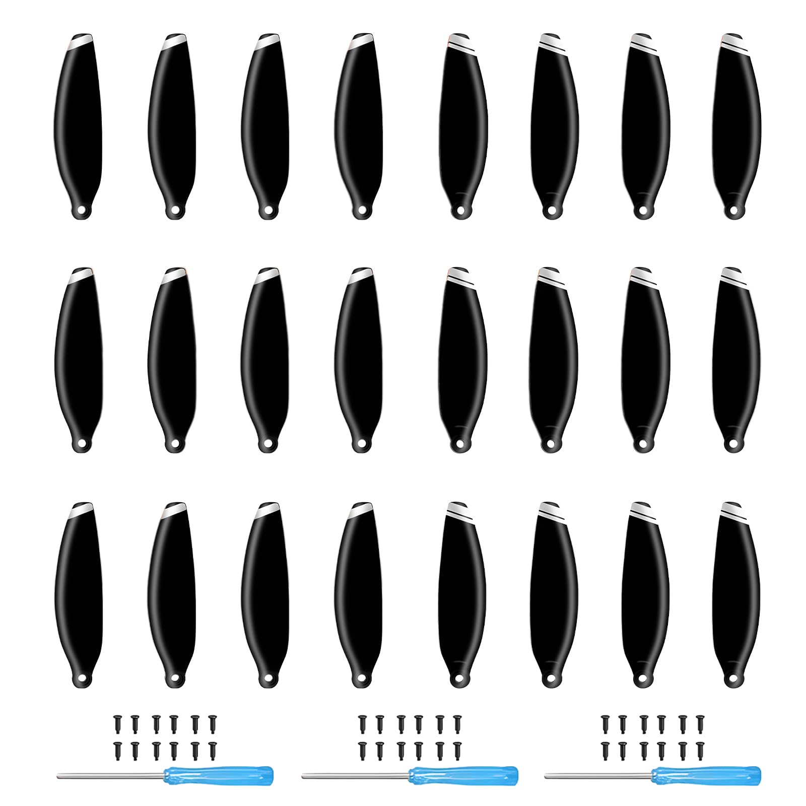 Tosiicop Propeller for DJI Mini 4K, Mini 2/2 SE, 24Pcs Replacement 4726FM Prop Blade Low Noise Wing Mavic Series 4K 2 SE Drone Accessories with Screws & Screwdrivers Silver