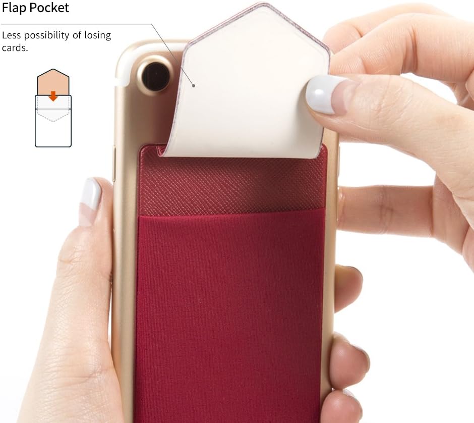 Sinjimoru Secure Card Holder for Back of Phone Stretchy Fabric Cell Phone Wallet Stick On Credit Card Case for iPhone & Android. Sinji Pouch Flap - Image 3