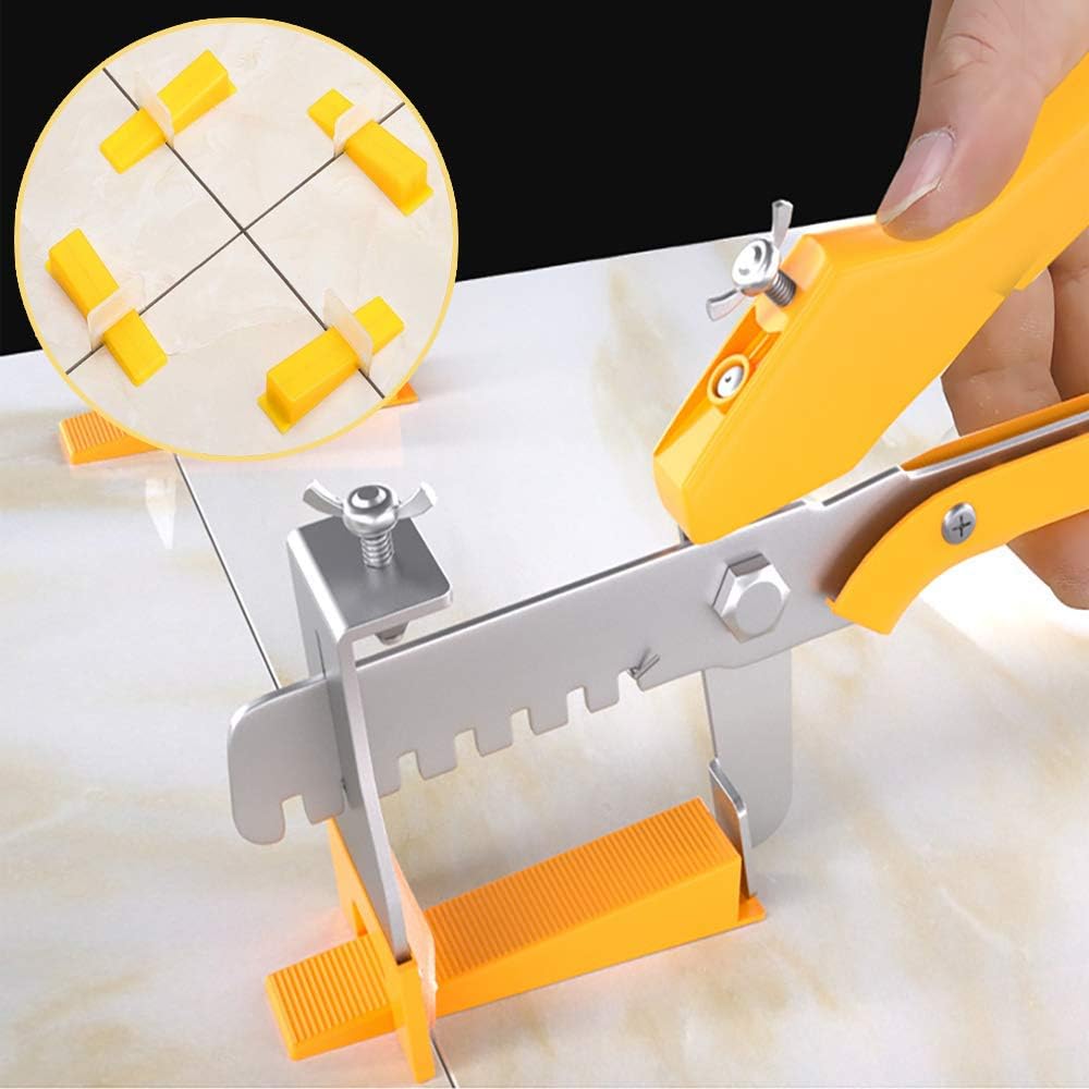 Tile Leveling System with Tile Plier - 300-Piece Tile Spacers Clips and 100-Piece Reusable Wedges - Tile Tools Set for Stone Installation (1/16 Inch Tile Spacers) - - 