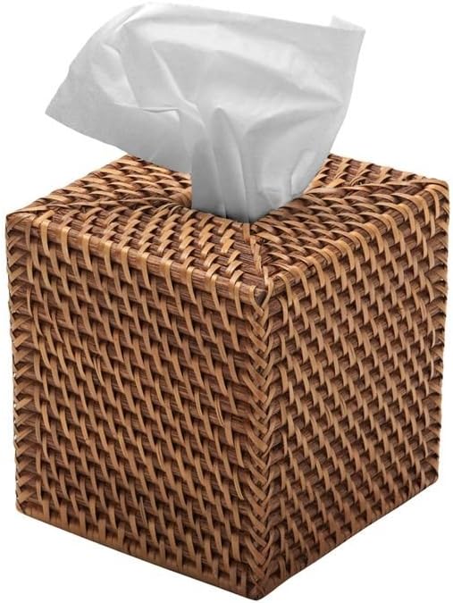 KOUBOO 1030017 Square Rattan Tissue Box Cover, 5.5" x 5.5" x 5.75", Honey Brown: Home Improvement
