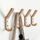 Wooden Coat Hooks Wall Hooks,Natural Oak Wood Hooks Decorative Vintage Wood Wall Hooks Organizer Heavy Duty Wall Mounted Hook