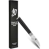 Shun Classic 2.5" Bird's Beak Knife | Handcrafted Japanese Vegetable &amp; Fruit Knife, VG-MAX Core, Damascus Stainless Steel Cladding, Pakkawood Handle