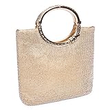 CLOCOLOR Womens Crystal Rhinestone Evening Bags Wedding Clutch Purse with Bow Frame Glod Small