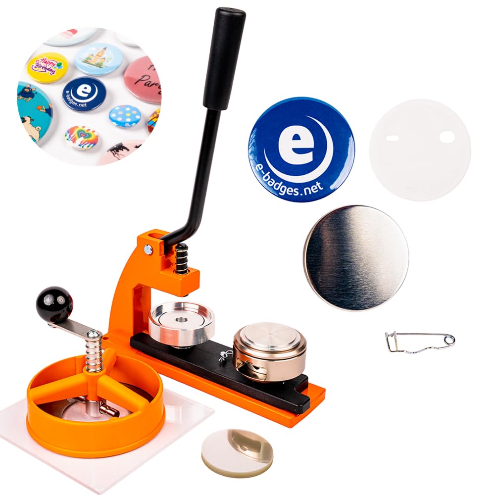 eBadges 45mm Badge Maker Kit with 250 Badge Button Blanks | Metal Button Press, Badge Machine with Circle Cutter | Interchangeable Dies 25, 38, 45, 77mm | DIY Crafts & Custom Designs — image 1