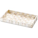 Sawysine 10'' x 5'' Capiz Vanity Tray, Champagne and Ivory Checkered Tray | Checkered Rectangular Tray Decorative Tray for Perfume Jewelry Cosmetics Bathroom Counter Wedding Christmas Housewarming Gift