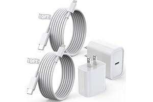PROTVSOLUTIONS 10FT Fast iPhone Charger Cord,Extra Long iPhone Charger Fast Charging 2Pack 20W USBC Charger iPhone Block + 10Foot Lightning Cable Cord Fast Charging for iPhone 14/Pro/Pro Max/Plus/13/12/11/XS/XR/X/SE