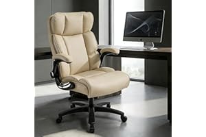 Big and Tall Office Chair 500LBS Executive Heavy Duty Desk Chair for Large People, PU Leather Computer Gaming Chair with Flip