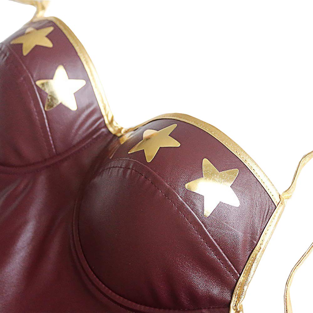 GREATCHILDREN Women\'s Wonder Cosplay Lady Fancy Dress Costume with Headdress and Hand Guard (M/UK 8)