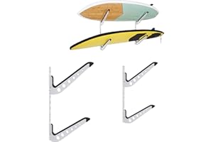 HIKULA 2 Board Surf Rack Wall Mount for Surfboard, Wakeboard, Snowboard Storage Adjustable Wall Hangers Boards Display