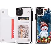 Vorhcaum Christmas Wallet Case for iPhone 14 Pro Max Phone Case with Card Holder,Folio Flip PU Leather Kickstand Merry Christmas Case,Double Magnetic Clasp Shockproof Cover 6.7"(Cute Snowman)