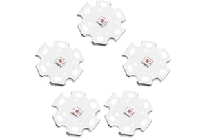 LEDGUHON 5Pcs 3W 660nm Red Super Bright Intensity 3535 SMD High Power LED Chip with Aluminum Plate 20mm Star PCB Base for Heat Sink for Growing Light(120deg,Red 660nm-665nm,DC 2.2-2.4V,700mA)