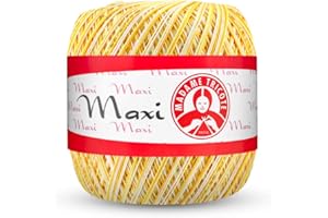 Maxi Madame Tricote Paris 100% Mercerized Cotton Yarn for Crochet and Knitting. NE 10/3 Nm 17/3 Suitable for All Crochet Techniques- Color Number 6217 Size No. 5. Multicolor Orange, Yellow and White