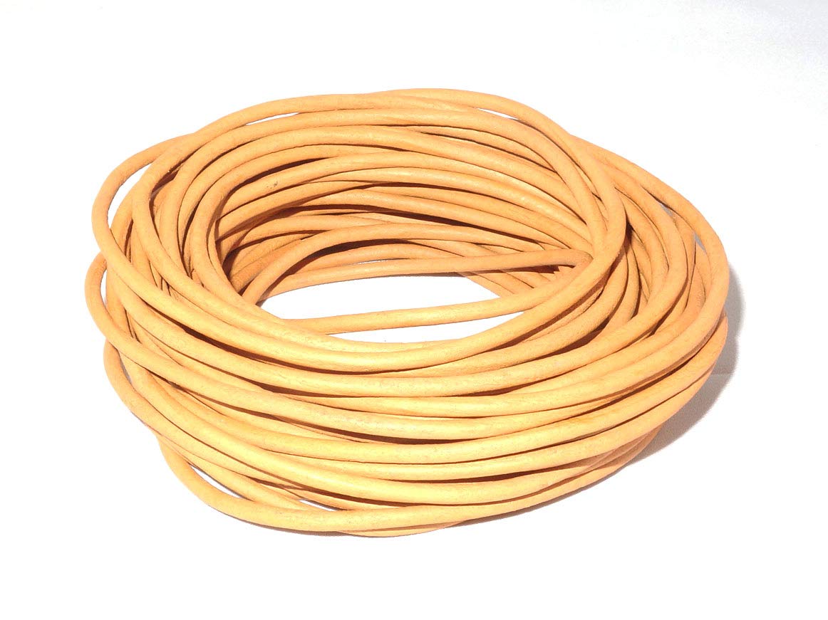 cords craft 3.0mm Genuine Round Leather Cord Leather String Matte Finish for Jewelry Making Bracelet Necklace Beading, 10 Meters / 10.93 Yards, Natural Dye Yellow