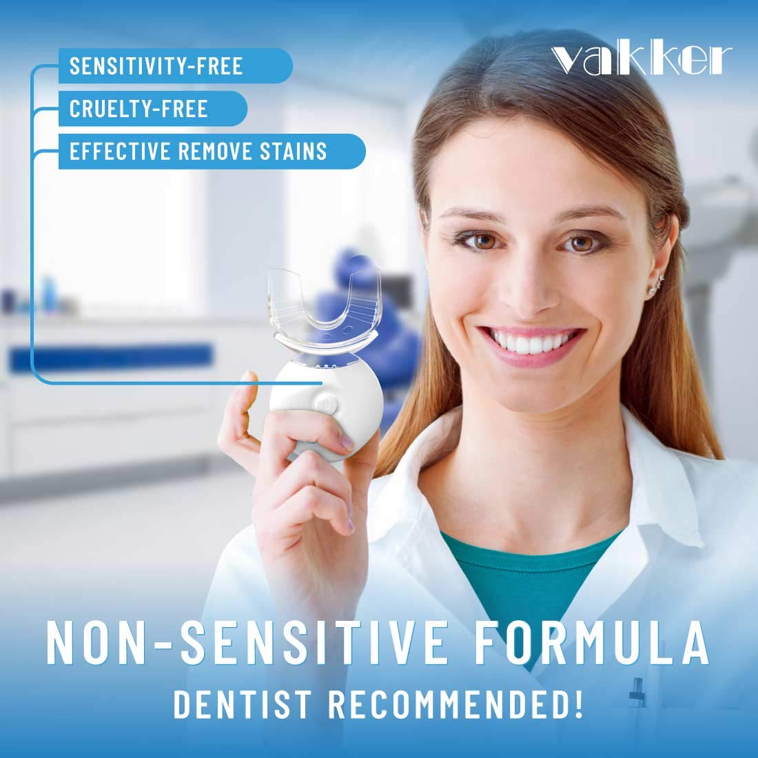 Vakker Teeth Whitening Kit with LED Light, 10min Fast-Result Teeth Whitener, 3 Non-Sensitive 35% Carbamide Peroxide Teeth Whitening Gel Pen and Tray to Help Remove Teeth Stain from Coffee Drinks Food: Beauty