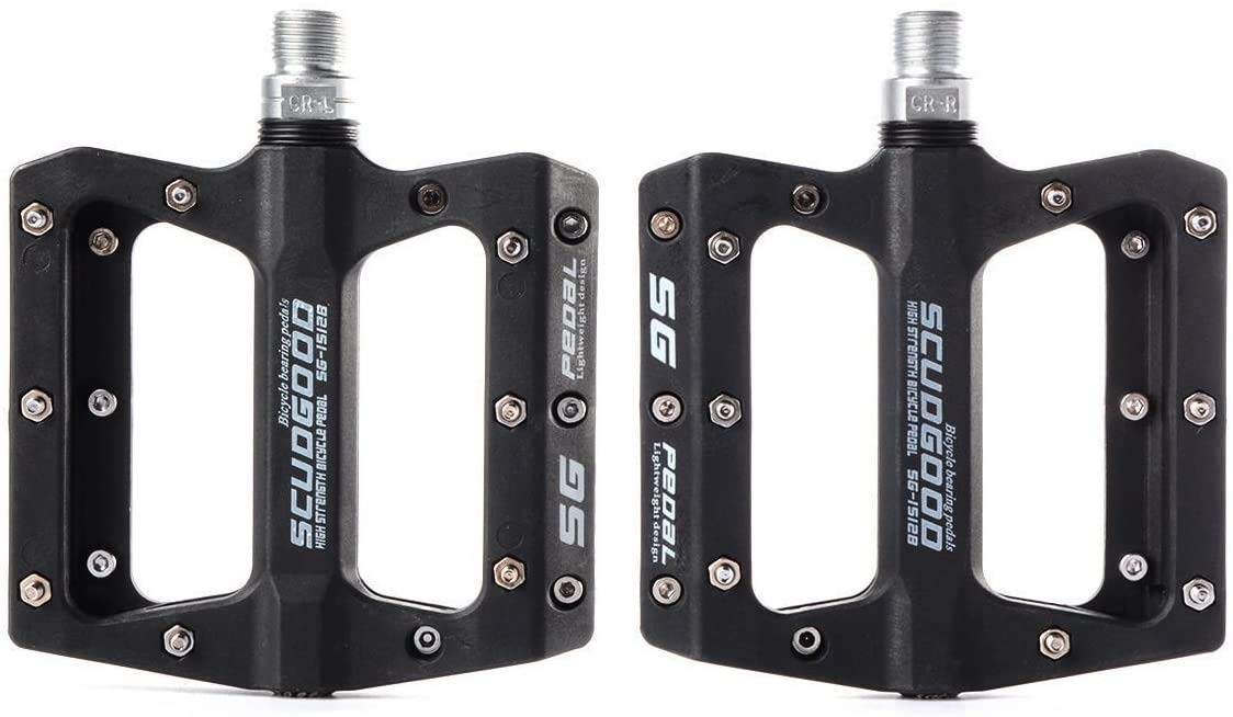 ANCLLO Bike Pedals Nylon Fiber Cycling Wide Platform Flat Pedals for Road Bike Non-Slip Waterproof Dustproof - MTB Mountain Bike Pedals Lightweight Nylon Fiber For BMX Road MTB Bike