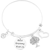 HUTIMY Grammy Bracelet Gifts for Grandma Jewerlry for Women Worlds Best Grandmother Engraved Best Grammy Ever Bracelet