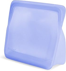 Stasher Re-Usable Food-Grade Platinum Silicone Stand Up Bag for Eating from/Cooking, Freezing and Storing in/Organising/Travelling, 17.80 x 20.30 cm/1.65 Litre/56 Fluid Ounces, Amethyst