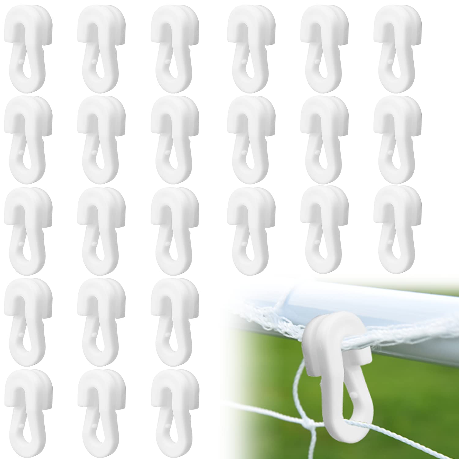 24 Pcs White Plastic Goal Accessories, Football Net Clips, Durable White Plastic Goal Accessories, Ideal For Football, Soccer, Golf, Tennis Nets Essential For Outdoor Sports Net Clips