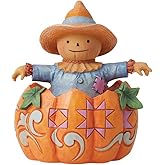 Enesco Jim Shore Heartwood Creek Harvest Pumpkin and Scarecrow Figurine, 3.58 Inch, Multicolor