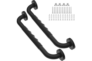 2 Pack 16 Inch Anti-Slip Shower Grab Bars w/Rubber Grip, iMomwee Stainless Steel Bathroom Wall Mount Matte Black Grab Bar Handle, Safety Balance Handrail, Handicap Elderly Senior Assist Bath Handle