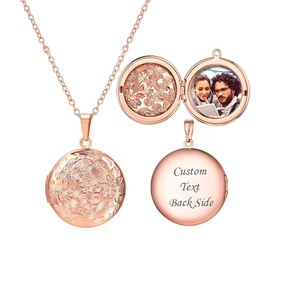 U7 Rose Gold Locket for Girls Women Photo Pendant Mothers Jewellery — image 1