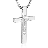 WINFY Football Bible Verse Cross Necklace for Boys Men 316L Stainless Steel Chain Pendant Religious Christian First Communion Confirmation Jewelry Graduation Christmas Gifts