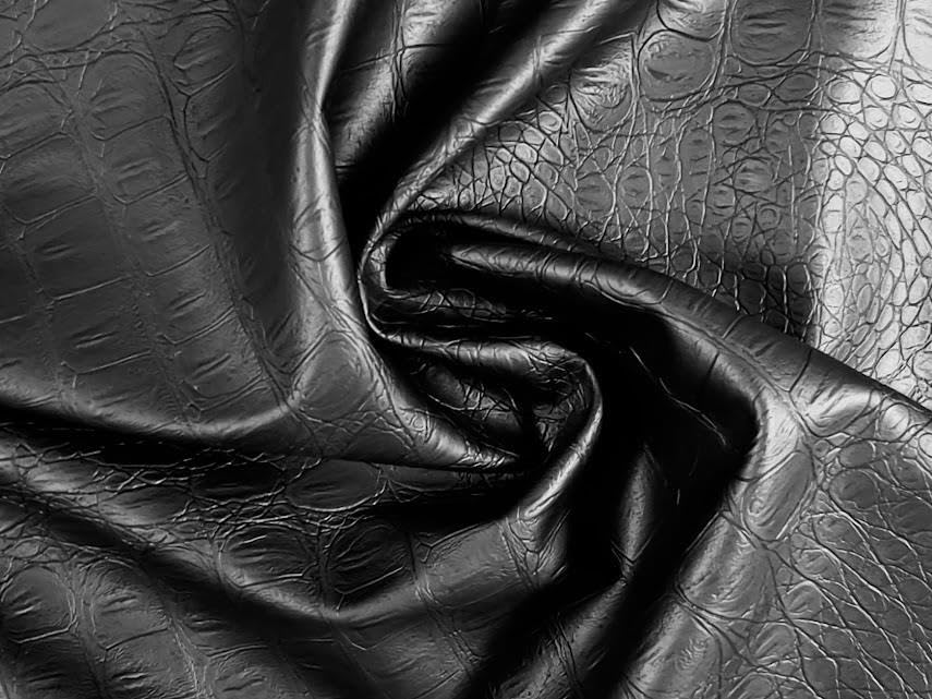 Faux Leather Alligator Skin PU Fabric Material Black 1MTR