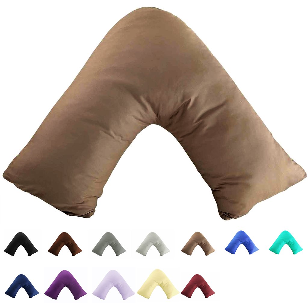 Gyulin 100% Cotton 300 Thread Count Soild Envelope Style V Shaped/Tri/Boomerang Standard Pillow Case Cushion Cover Only Cover No Insert (Khaki)