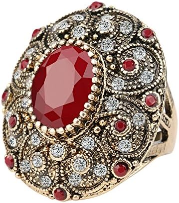 Bohemia vintage jewelry rings for women men rhineston Statement Oval Ring