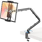 Urmust Tablet Stand for Desk, Adjustable iPad Holder for Bed, 4.7"-15.6" | 360&deg; Rotation, Sturdy Aluminum Tablet Arm Mount for iPad Pro/Air/Mini, iPhone, Galaxy Tab, for Kitchen, Work, Video Call