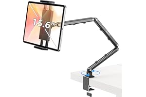 Urmust Tablet Stand for Desk, Adjustable iPad Holder for Bed, 360° Rotation, Sturdy Aluminum Tablet Arm Mount for 4.7"-15.6" 