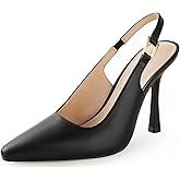 Ankis Slingback Kitten Heels for Women 3.9in Closed Pointed Toe High Heel Wedding Party Dress Shoes Women's Pumps