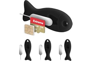WALLFID 4 Pack SIM Card Removal Tool with Built-in SIM Card Storage - SIM Card Holder Contains Eject Pins Needle Opener Ejector Compatible with iPhone, Samsung, and More Cell Phones (4 Pack, Black)