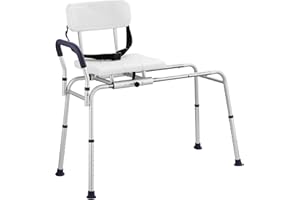 VEVOR Sliding Tub Transfer Bench, Height Adjustable Bathtub Transfer Bench with Cut-Out Seat, Reversible Backrest & Safety Be