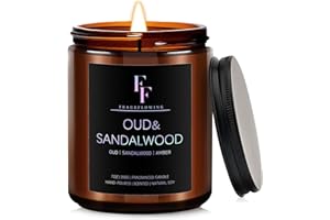FF FRAGRFLOWING Sandalwood Oud Scented Candle for Home Soy Wax Candle, Aromatherapy Candle Gift, 7oz