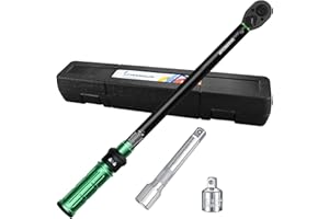 Uharbour Torque Wrench 1/2 10-170FT.LB, with Adapter and Extension Bar, Dual Direction 1 Nm Adjustment with Lock, ±3% Error A